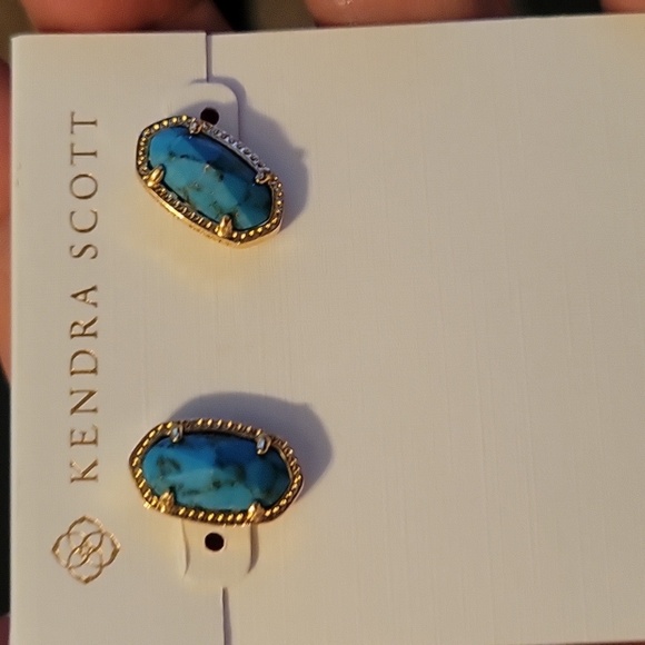 Kendra Scott Jewelry - Kendra Scott Ellie Stud Earrings Silver tone bronze veined turquoise magnesite